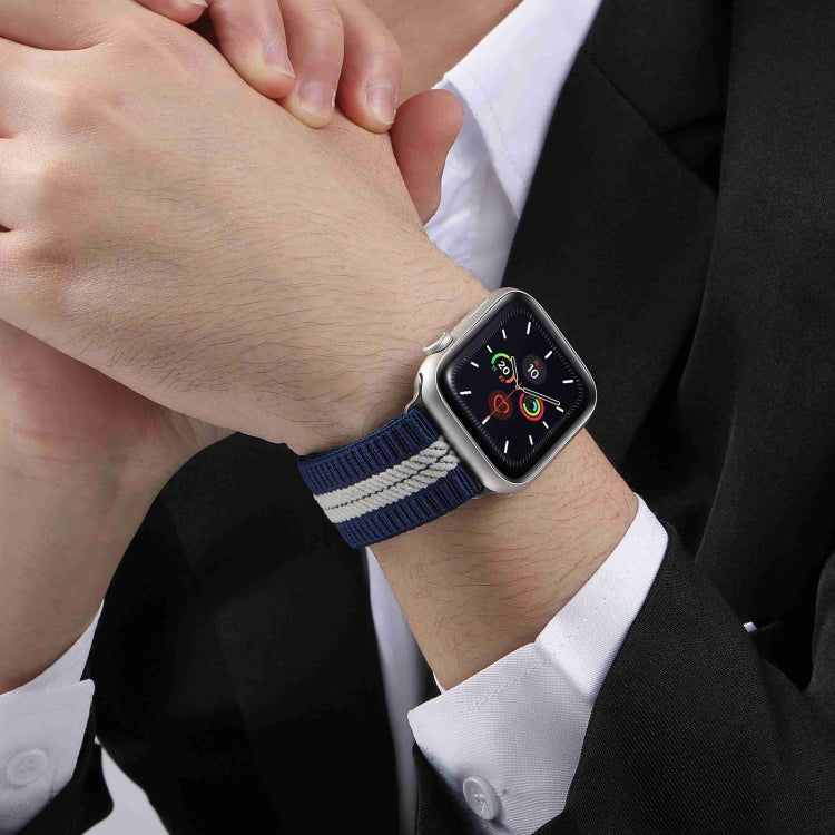 For Apple Watch 46mm / 49mm / 45mm / 44mm Parachute Buckle Braided Nylon Watch Band(Blue White) - free shipping - PMc TechLife - Order now!