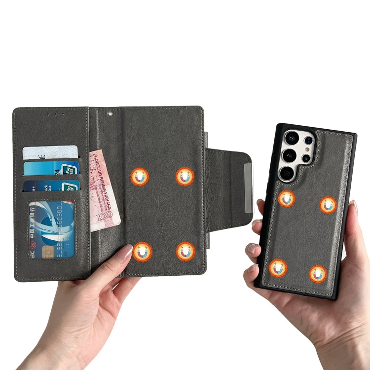 For Samsung Galaxy S25 5G Multifunctional 7-Card Wallet Leather Phone Case(Grey) - Galaxy S25 5G Cases by PMC Jewellery | Online Shopping South Africa | PMC Jewellery | Buy Now Pay Later Mobicred