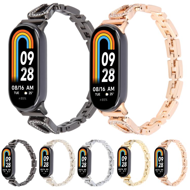 For Xiaomi Smart Band 9 / 8 U-shaped Diamond Bracelet Metal Watch Band(Rose Gold) - free shipping - PMC TechLife - Order now!