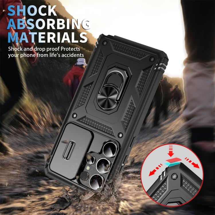 For Samsung Galaxy S25 Ultra 5G Sliding Camshield TPU Hybrid PC Phone Case with Holder(Black) - Galaxy S25 Ultra 5G Cases by PMC Jewellery | Online Shopping South Africa | PMC Jewellery | Buy Now Pay Later Mobicred