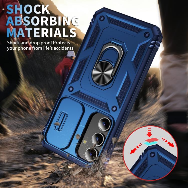 For Samsung Galaxy S25 5G Sliding Camshield TPU Hybrid PC Phone Case with Holder(Navy Blue) - Galaxy S25 5G Cases by PMC Jewellery | Online Shopping South Africa | PMC Jewellery | Buy Now Pay Later Mobicred