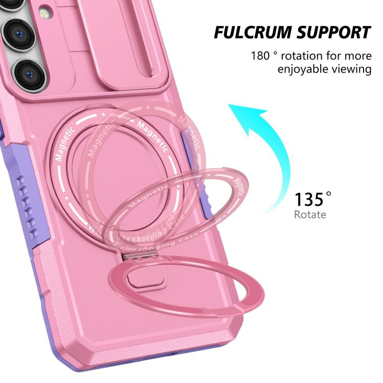 For Samsung Galaxy S25 5G Sliding Camshield MagSafe Holder TPU Hybrid PC Phone Case(Purple Pink) - Galaxy S25 5G Cases by PMC TechLife | Online Shopping South Africa | PMC TechLife | Buy Now Pay Later Mobicred