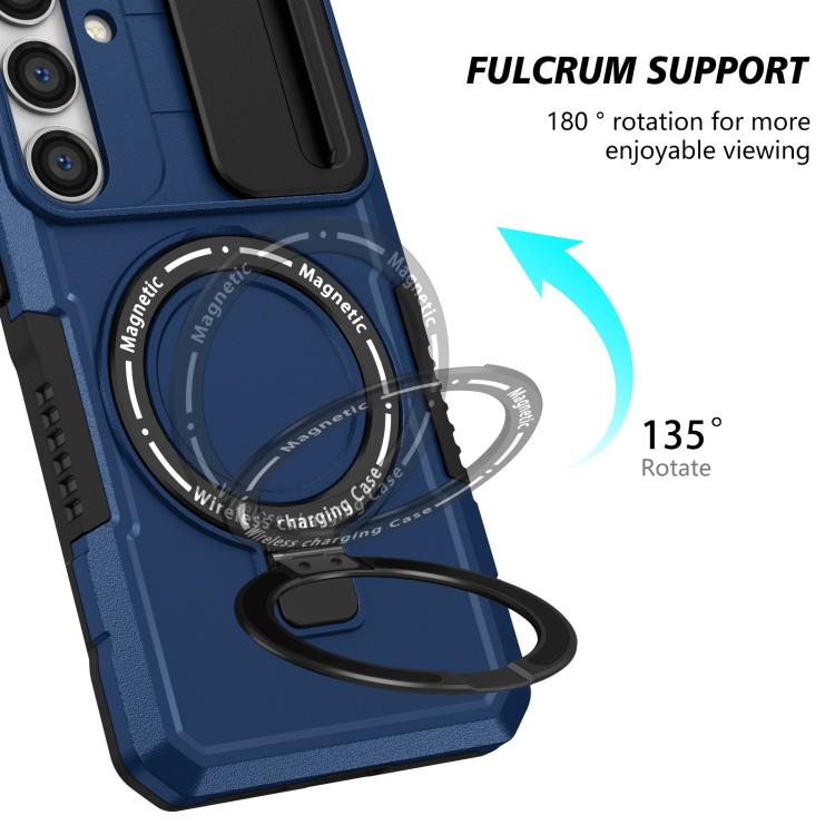 For Samsung Galaxy S25+ 5G Sliding Camshield MagSafe Holder TPU Hybrid PC Phone Case(Royal Blue) - Galaxy S25+ 5G Cases by PMC TechLife | Online Shopping South Africa | PMC TechLife | Buy Now Pay Later Mobicred