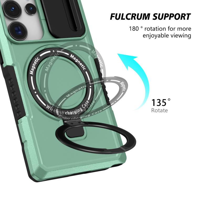 For Samsung Galaxy S25 Ultra 5G Sliding Camshield MagSafe Holder TPU Hybrid PC Phone Case(Light Blue) - Galaxy S25 Ultra 5G Cases by PMC TechLife | Online Shopping South Africa | PMC TechLife | Buy Now Pay Later Mobicred