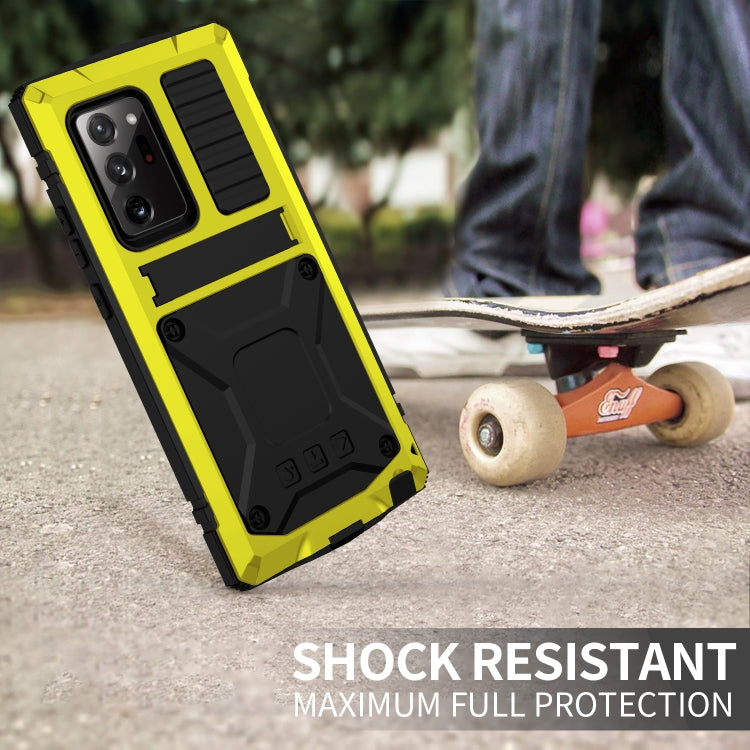 For Samsung Galaxy Note 20 Ultra R-JUST Shockproof Waterproof Dust-proof Metal + Silicone Protective Case with Holder(Yellow) - Galaxy Note20 Cases by R-JUST | Online Shopping South Africa | PMC TechLife