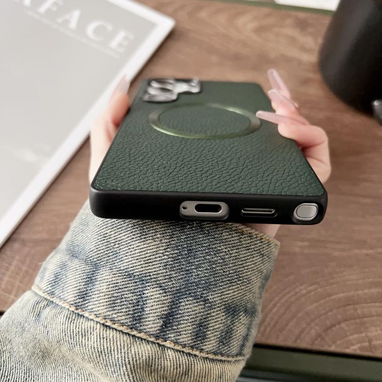 For Samsung Galaxy S25 Ultra 5G CD Magsafe Magnetic Litchi Texture Phone Case(Black) - Galaxy S25 Ultra 5G Cases by PMC TechLife | Online Shopping South Africa | PMC TechLife | Buy Now Pay Later Mobicred