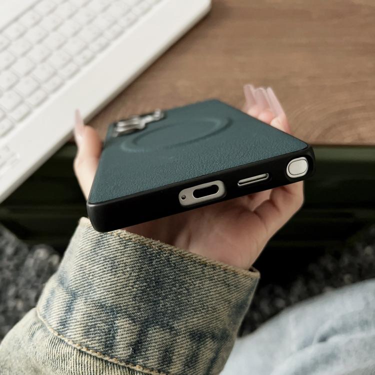 For Samsung Galaxy S25 Ultra 5G Magsafe Magnetic Plain Leather Phone Case(Light Green) - Galaxy S25 Ultra 5G Cases by PMC TechLife | Online Shopping South Africa | PMC TechLife | Buy Now Pay Later Mobicred