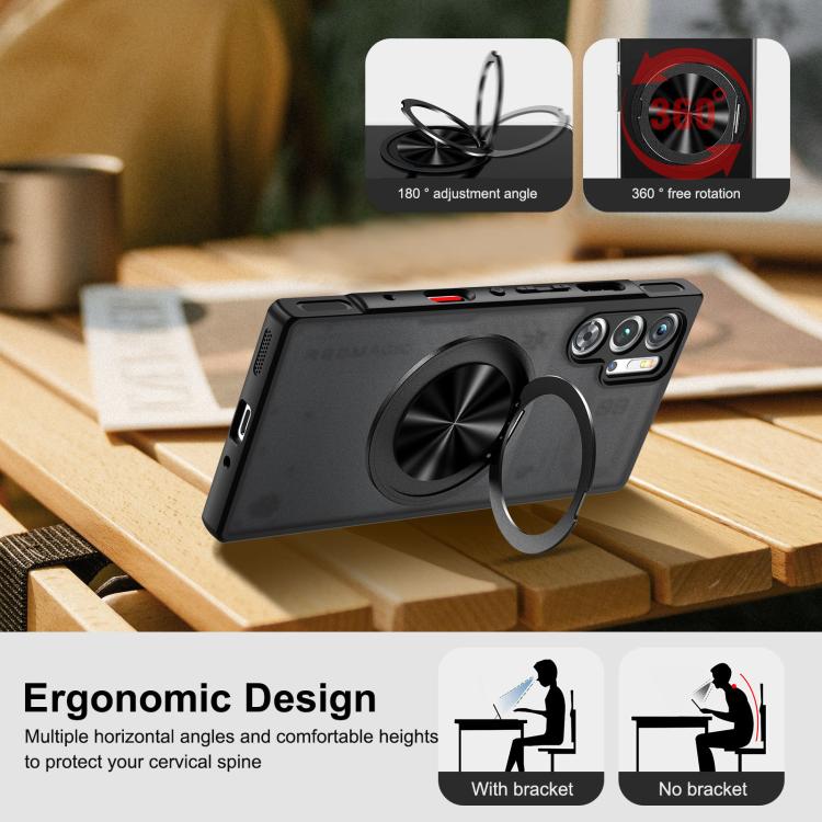 For ZTE nubia Red Magic 9 Pro Rotating Ring Holder TPU Hybrid PC Phone Case(Matte Black) - ZTE Cases by PMC TechLife | Online Shopping South Africa | PMC TechLife | Buy Now Pay Later Mobicred