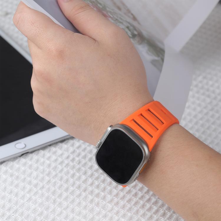For Apple Watch 46mm / 49mm / 45mm / 44mm Single Nail Dual-Color Multi-hole Silicone Watch Band(Orange) - free shipping - PMc TechLife - Order now!
