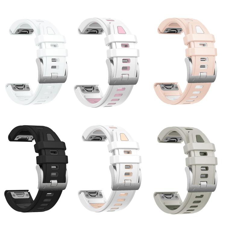 For Garmin Fenix 8 AMOLED 43mm Silver Steel Buckle Quick Release Silicone Watch Band(Black Gray) - free shipping - PMC TechLife - Order now!
