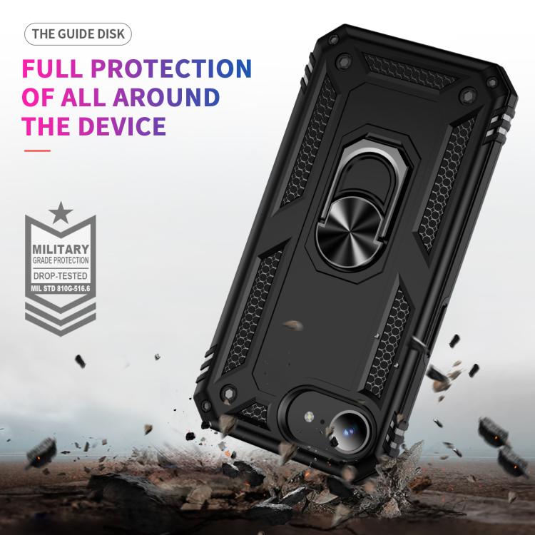 For iPhone 16e Shockproof TPU Hybrid PC Phone Case with Holder(Black) - iPhone 16e Cases by PMC TechLife | Online Shopping South Africa | PMC TechLife | Buy Now Pay Later Mobicred