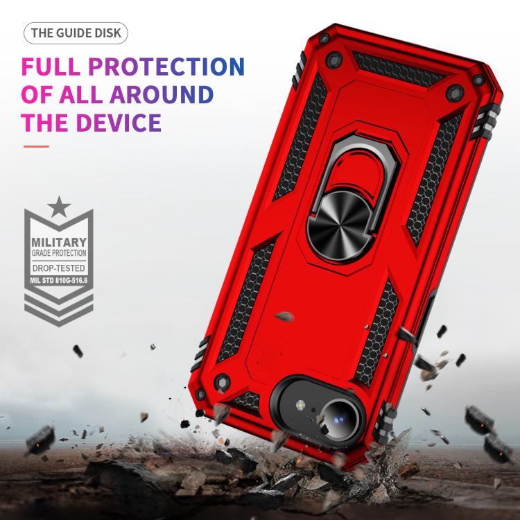 For iPhone 16e Shockproof TPU Hybrid PC Phone Case with Holder(Red) - iPhone 16e Cases by PMC TechLife | Online Shopping South Africa | PMC TechLife | Buy Now Pay Later Mobicred