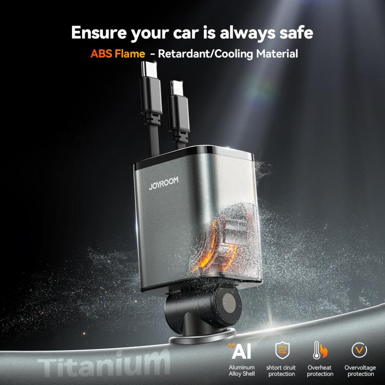 JOYROOM CCL05 4 in 1 Retractable Cable Car Charger(Dark Gray) - Car Charger by JOYROOM | Online Shopping South Africa | PMc TechLife | Buy Now Pay Later Mobicred