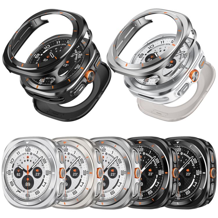 For Samsung Galaxy Watch Ultra 47mm Aluminum Alloy Metal PC Watch Protective Case(Black White) - Watch Cases by PMC TechLife | Online Shopping South Africa | PMC TechLife | Buy Now Pay Later Mobicred