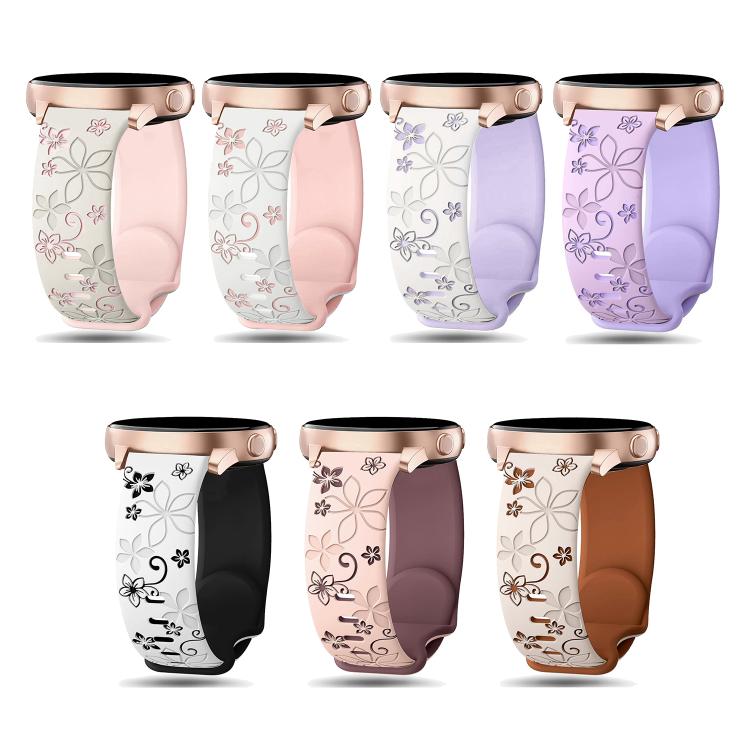 20mm Two Color Bauhinia Embossed Silicone Watch Band(Pink+Smoke Purple) - 20mm Bands by PMc TechLife | Online Shopping South Africa | PMc TechLife | Buy Now Pay Later Mobicred