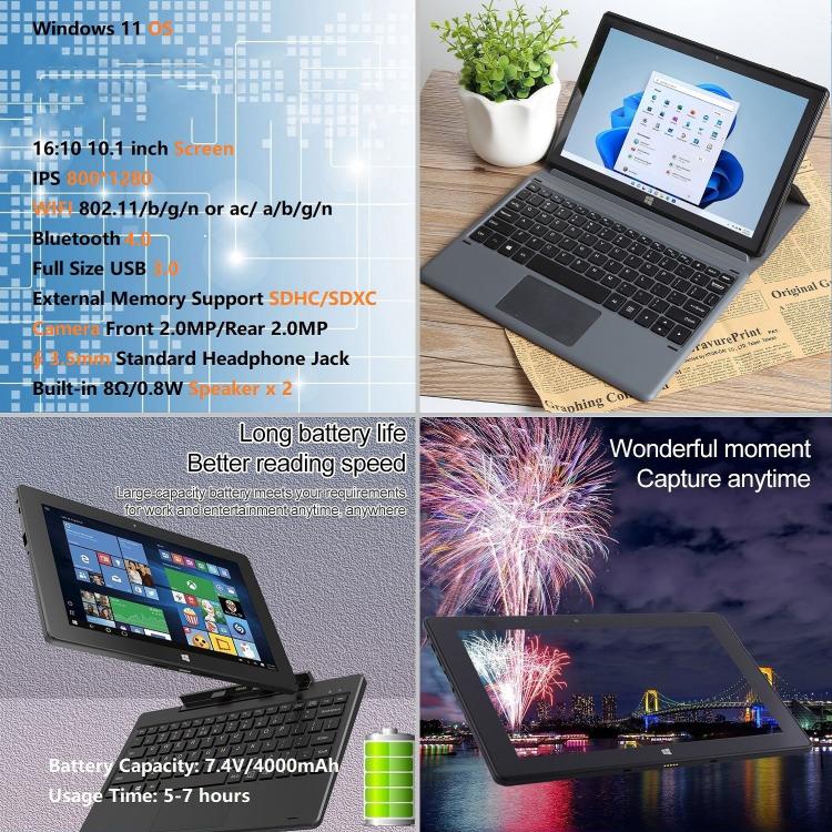 HONGSAMDE 10.1 inch 2 in 1 Tablet PC, 12GB+128GB, Windows 11, Intel Celeron J4105 Quad Core No Keyboard(US Plug) - free shipping - PMc TechLife - Order now!