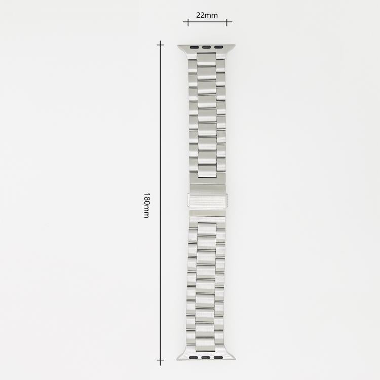 For Apple Watch 46mm / 49mm / 45mm / 44mm Norman Clasp Three-Link Stainless Steel Watch Band(Silver) - free shipping - PMC TechLife - Order now!