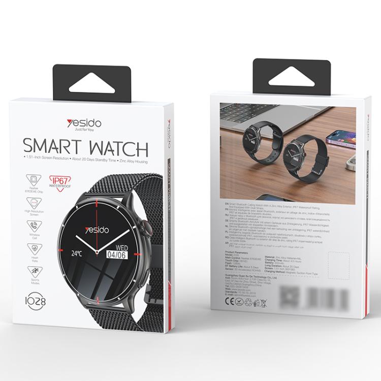 Yesido IO28 Smart Watch, 1.51 inch Screen, Support BT Call / Heart Rate(Black) - free shipping - PMC TechLife - Order now!