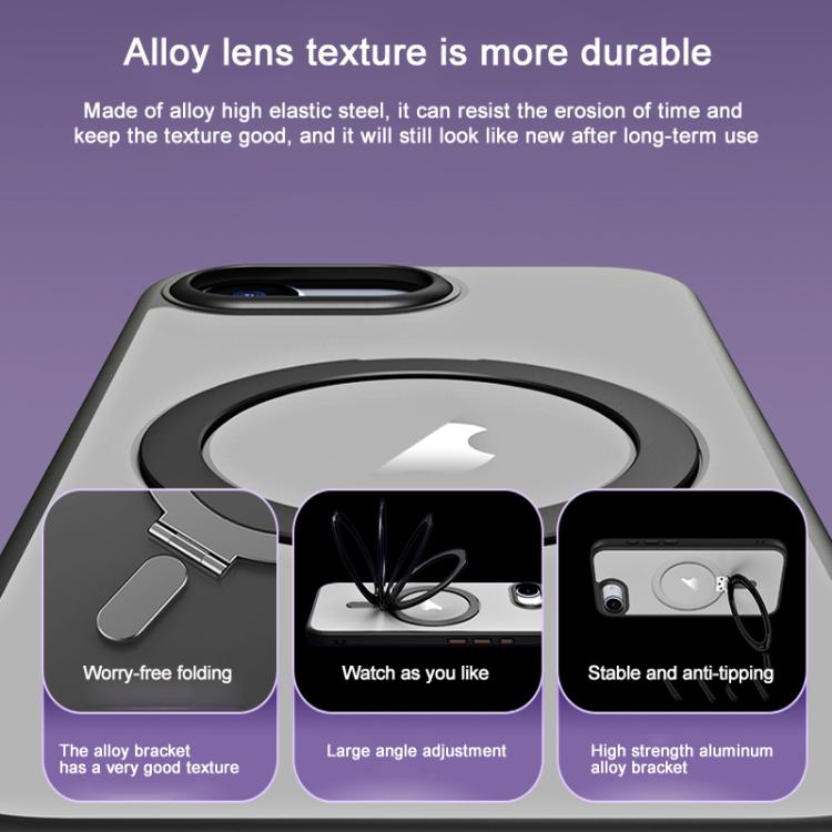 For iPhone 16e Airbag MagSafe Shockproof Frosted Phone Case with Fold Holder(Black) - iPhone 16e Cases by PMC TechLife | Online Shopping South Africa | PMC TechLife | Buy Now Pay Later Mobicred