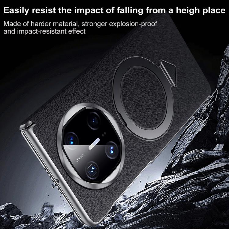 For Huawei Mate X6 SULADA Top Grain Leather MagSafe Magnetic Holder Phone Case(Black) - Huawei Cases by SULADA | Online Shopping South Africa | PMC TechLife | Buy Now Pay Later Mobicred