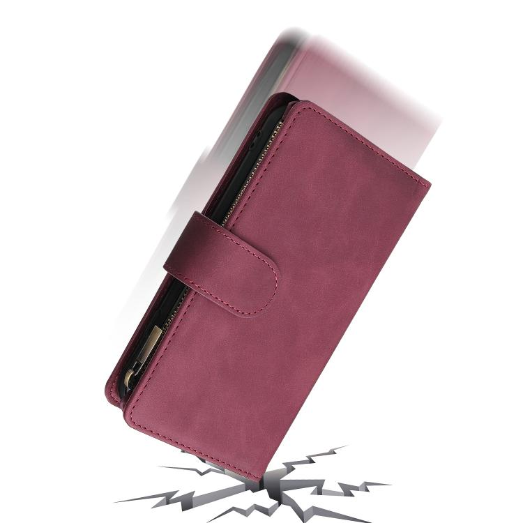 For iPhone 16e Multifunctional Multi-Card Wallet Phone Leather Case(Wine Red) - iPhone 16e Cases by PMC TechLife | Online Shopping South Africa | PMC TechLife | Buy Now Pay Later Mobicred