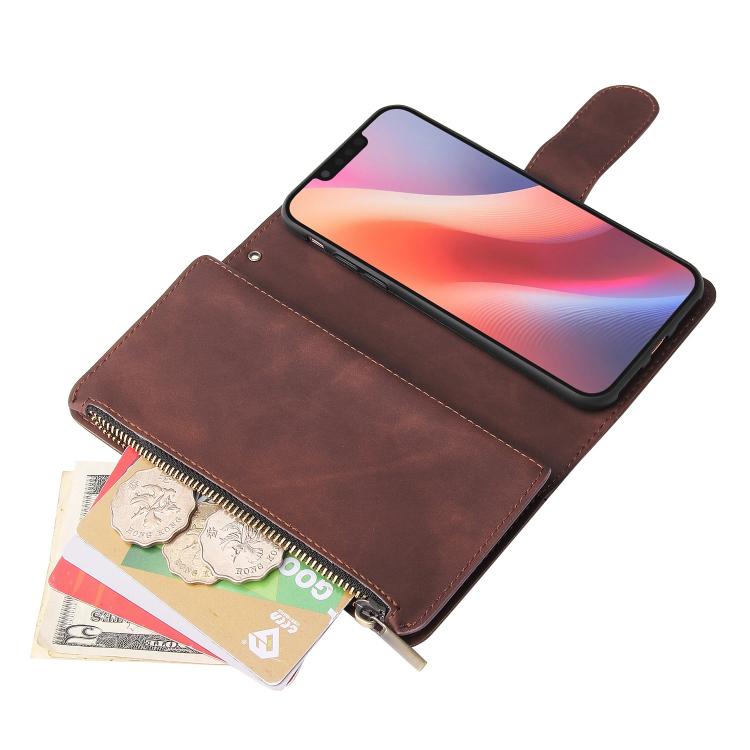 For iPhone 16e Multifunctional Multi-Card Wallet Phone Leather Case(Coffee) - iPhone 16e Cases by PMC TechLife | Online Shopping South Africa | PMC TechLife | Buy Now Pay Later Mobicred