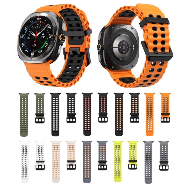 For Samsung Galaxy Watch Ultra 47mm / Ultra 2025 Kalebol Ocean Two-tone Silicone Strap(Black Orange) - free shipping - PMC TechLife - Order now!