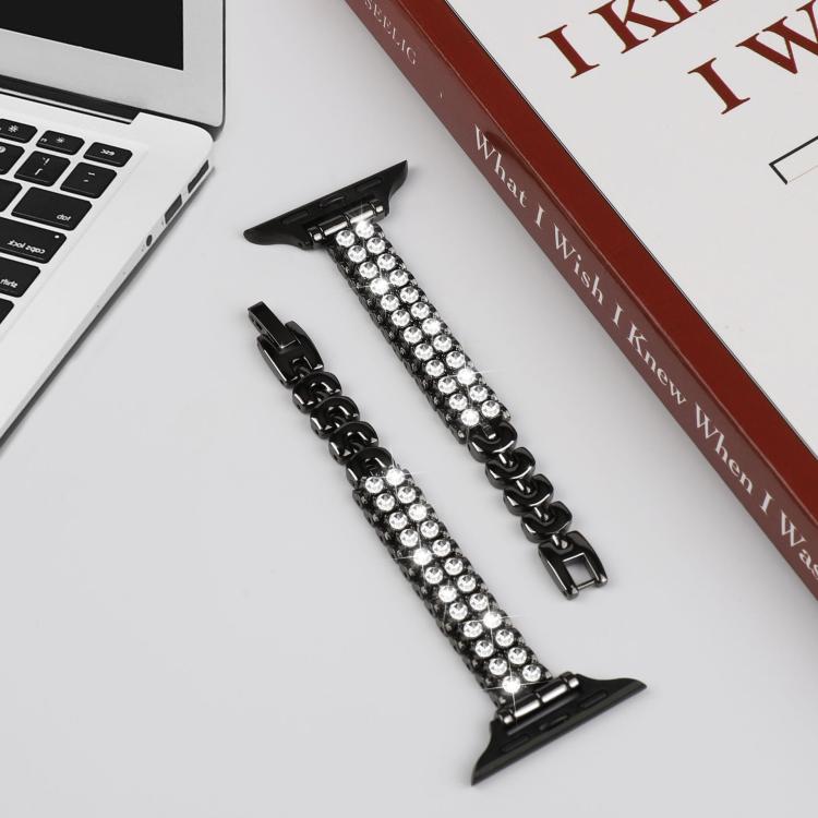 For Apple Watch 46mm / 49mm / 45mm / 44mm Slim Train Section Diamond Metal Watch Band(Silver) - free shipping - PMc TechLife - Order now!