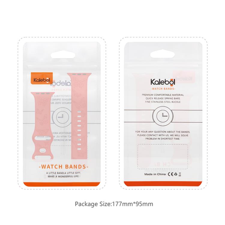 For Apple Watch 42mm / 41mm / 40mm / 38mm Kalebol 8-shaped Buckle Butterfly Embossed Silicone Watch Band(Peach Red) - free shipping - PMc TechLife - Order now!