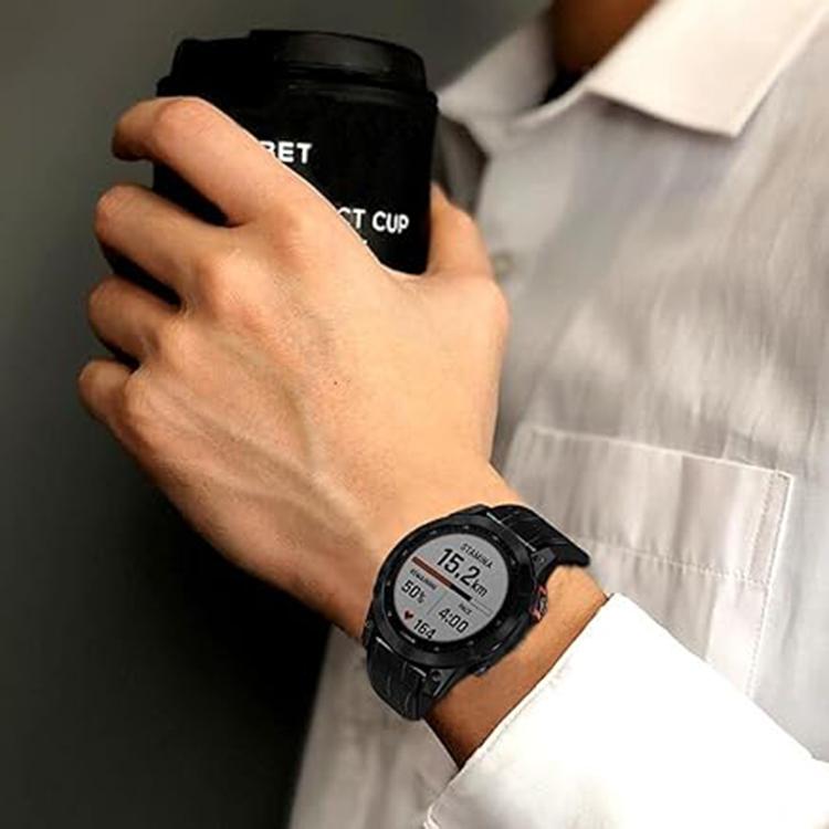 For Garmin QuickFit 22mm Kalebol Crocodile Texture Silicone Leather Watch Band(Black) - Watch Bands by Kalebol | Online Shopping South Africa | PMc TechLife | Buy Now Pay Later Mobicred