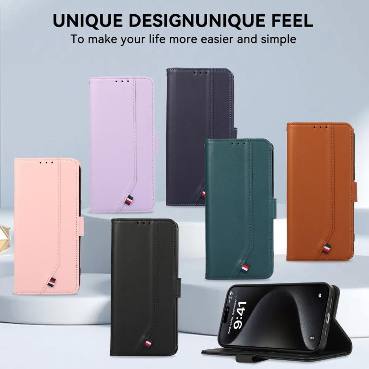 For iPhone 17 ABEEL Delicate Texture Splicing RFID Leather Phone Case(Purple) - free shipping - PMc TechLife - Order now!