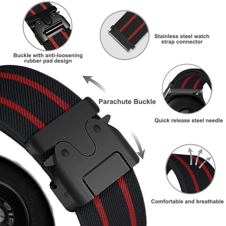 22mm Parachute Buckle Stripe Nylon Elastic Braided Watch Band(Dark Green White) - free shipping - PMc TechLife - Order now!