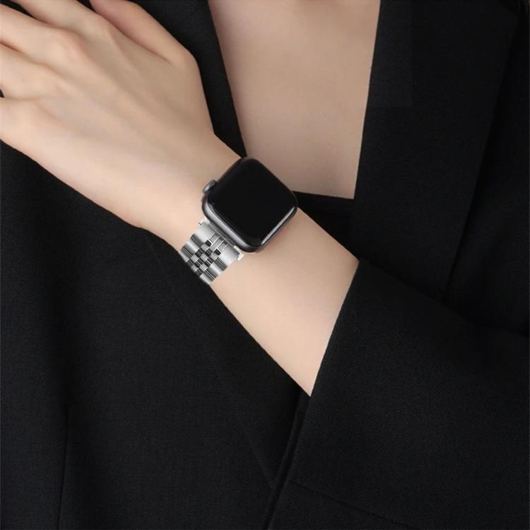 For Apple Watch 46mm / 49mm / 45mm / 44mm Quick Release Five-bead Metal Watch Band(Silver Rose Gold) - free shipping - PMC TechLife - Order now!