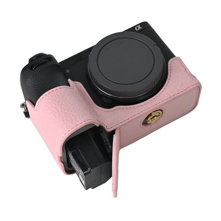 For Sony ILCE-6700 / A6700 Litchi Texture PU Leather Camera Half Case Base(Pink) - free shipping - PMC TechLife - Order now!