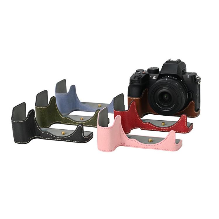 For Nikon Z50II Litchi Texture PU Leather Camera Half Case Base(Wine Red) - free shipping - PMC TechLife - Order now!