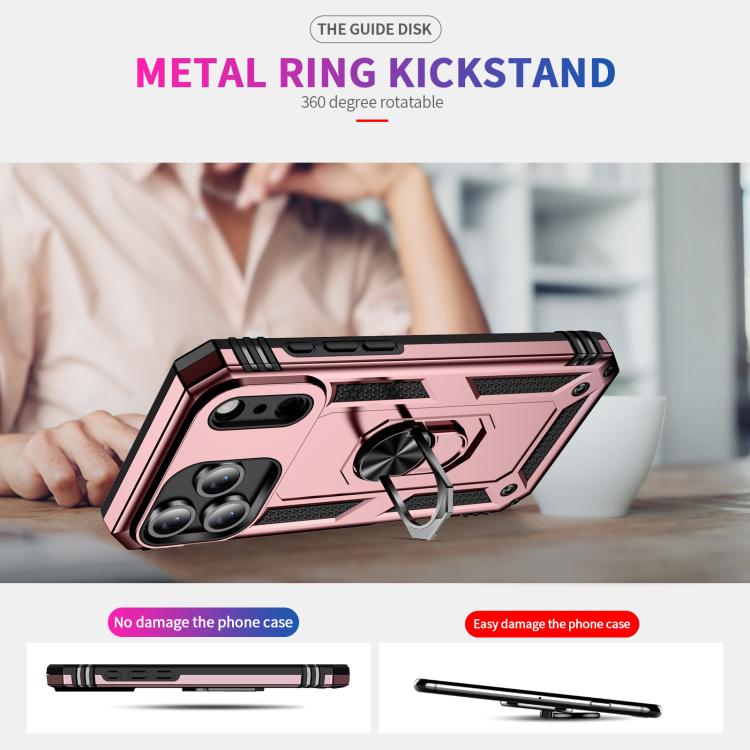 For iPhone 17 Air Shockproof TPU Hybrid PC Phone Case with Holder(Rose Gold) - free shipping - PMc TechLife - Order now!