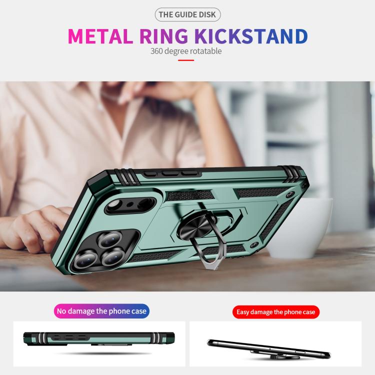 For iPhone 17 Air Shockproof TPU Hybrid PC Phone Case with Holder(Dark Green) - free shipping - PMc TechLife - Order now!