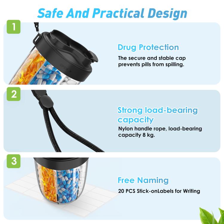 Portable Compartment Sealed Medicine Organizer Large Pill Storage Cup(Black) - free shipping - PMC TechLife - Order now!