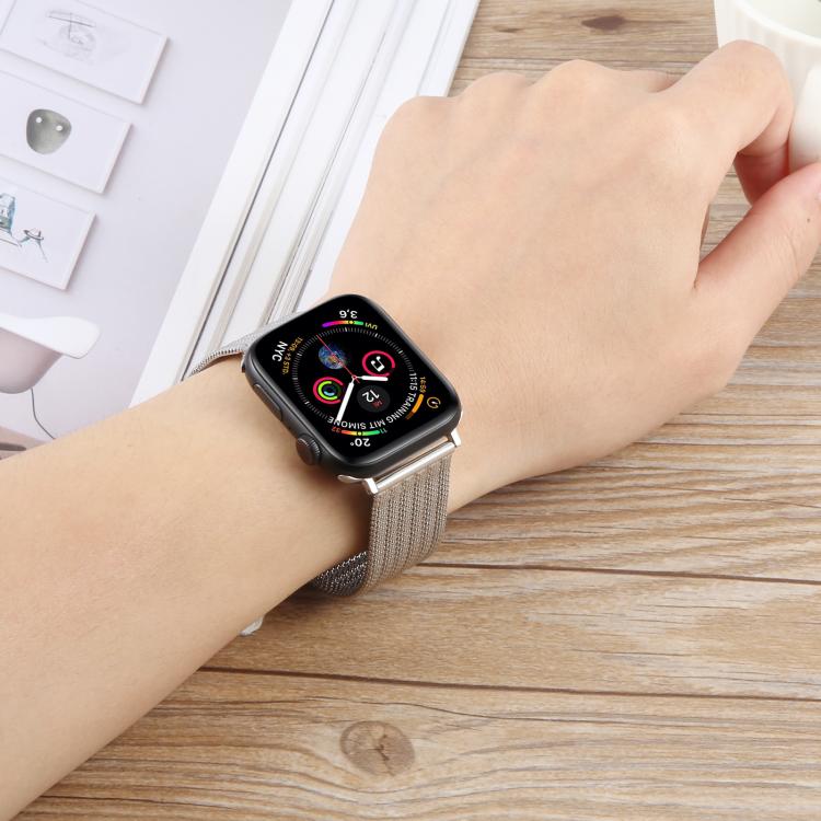 For Apple Watch 46mm / 49mm / 45mm / 44mm Integrated Buckle Embossed Thick Milanese Metal Watch Band(Rose Gold) - free shipping - PMC TechLife - Order now!
