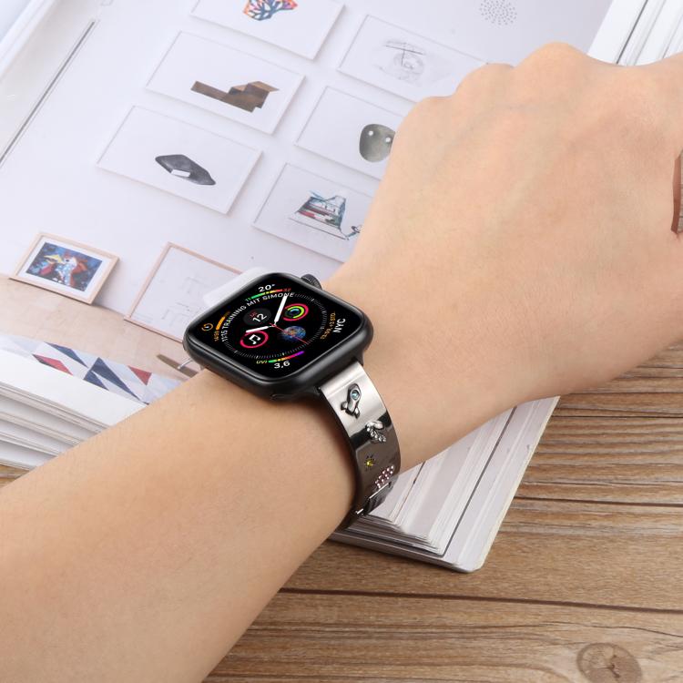 For Apple Watch 42mm / 41mm / 40mm / 38mm Diamond Quick Release Chain Bracelet Metal Watch Band(Rose Gold) - free shipping - PMC TechLife - Order now!