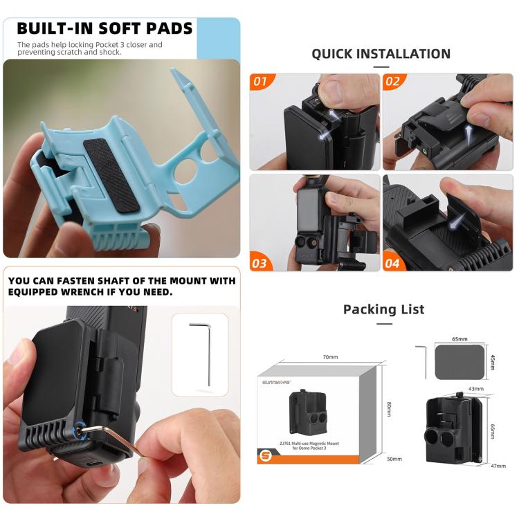 For DJI OSMO Pocket 3 Sunnylife Multifunctional Magnetic Mount Tabletop Base Bracket(Orange) - free shipping - PMC TechLife - Order now!