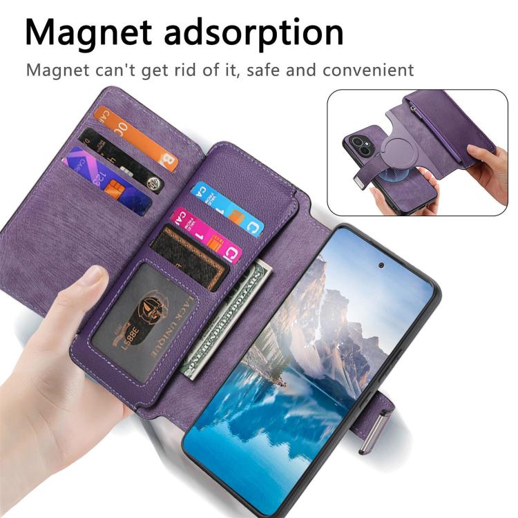 For Honor 400 Global 156.5mm CaseNeo MagSafe RFID Anti-theft Zipper Wallet Retro Leather Phone Case(Purple) - free shipping - PMC TechLife - Order now!