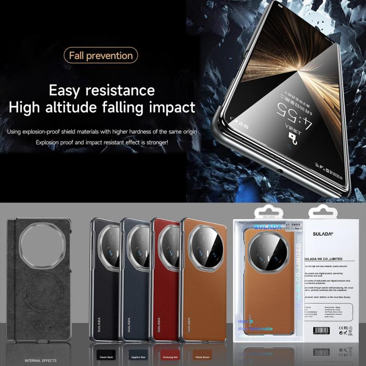 For Honor Magic V5 SULADA Frameless Top Layer Cowhide Leather PC Phone Case(Brown) - free shipping - PMC TechLife - Order now!