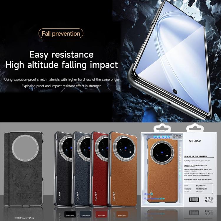 For vivo X Fold5 SULADA Frameless Top Layer Cowhide Leather PC Phone Case(Red) - free shipping - PMC TechLife - Order now!