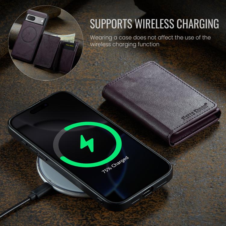For Google Pixel 7 Fierre Shann 2 in 1 Holder RFID Card Slot Wallet MagSafe Phone Case(Purple) - free shipping - PMC TechLife - Order now!