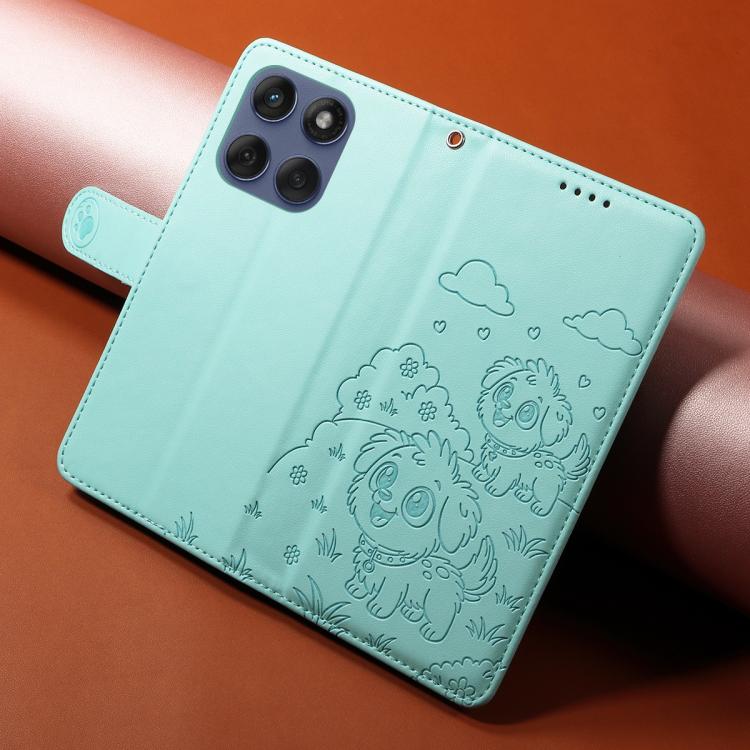 For Motorola Edge 60 Fusion 5G / 60 Pro Embossed Heart Dog RFID Blocking Wallet Leather Phone Case(Green) - free shipping - PMC TechLife - Order now!