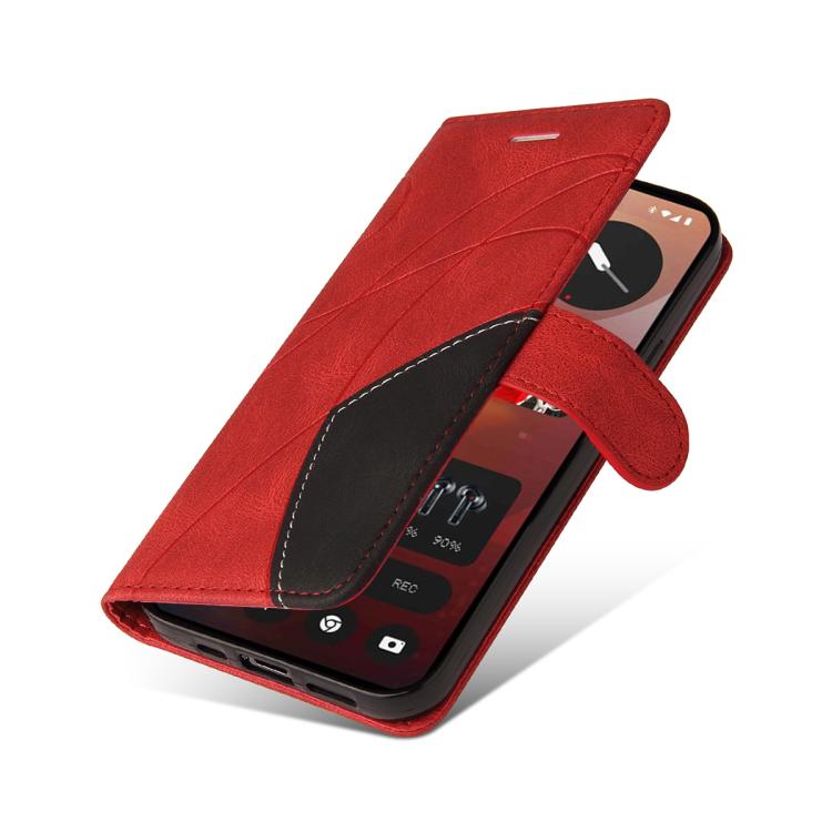 For Nothing Phone 3A Pro Dual-color Splicing Flip Leather Phone Case(Red) - free shipping - PMC TechLife - Order now!