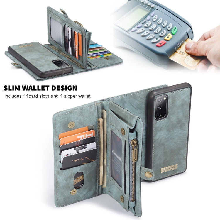 For Samsung Galaxy S20 FE CaseMe 008 Detachable Multifunctional Horizontal Flip Leather Case with Holder & Card Slot & Zipper Wallet & Photo Frame(Blue) - free shipping - PMC Jewellery - Order now!