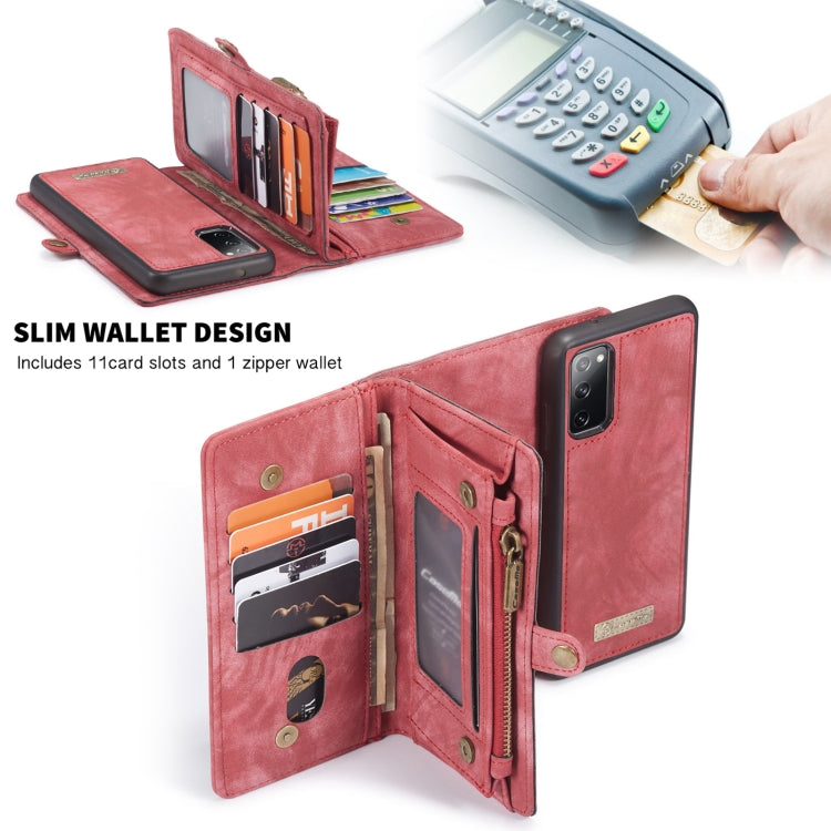 For Samsung Galaxy S20 FE CaseMe 008 Detachable Multifunctional Horizontal Flip Leather Case with Holder & Card Slot & Zipper Wallet & Photo Frame(Red) - Galaxy S20 FE Cases by CaseMe | Online Shopping South Africa | PMC Jewellery | Buy Now Pay Later Mobicred