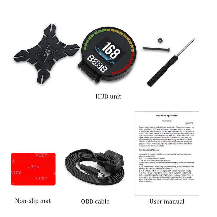 P15 OBD2 Car HUD Head-up Display Water Temperature / Vehicle Speed / Voltage - Head Up Display System by PMC TechLife | Online Shopping South Africa | PMC TechLife | Buy Now Pay Later Mobicred